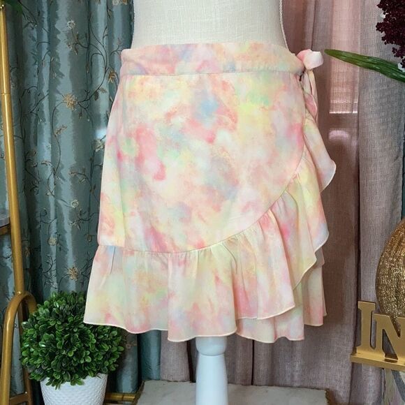 Chelsea & Violet Tie Dye Ruffle Wrap Skirt - Picture 4 of 16